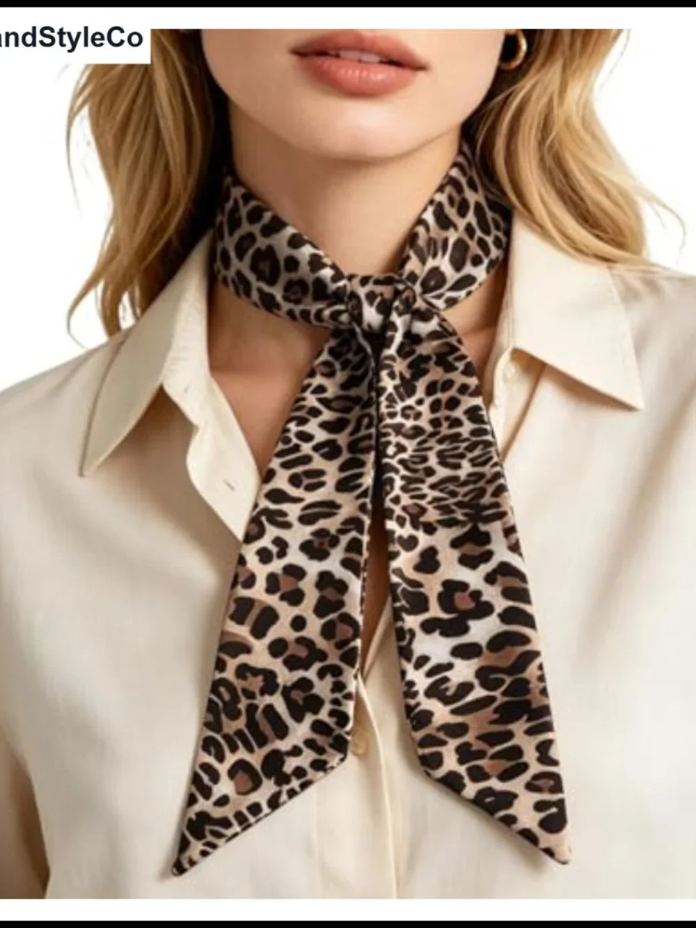 Women's Polyester Skinny Scarf Leopard Print Neck Scarf Hair Ribbon